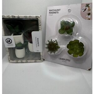 Succulent Plant Magnets 6 Count Potted Faux Plant Locker Fridge Plastic Novelty
